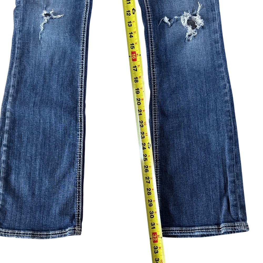 Silver Jeans Co Aiko Bootcut Distressed Medium Wash Thick Stitch Jeans Womens - Picture 4 of 8